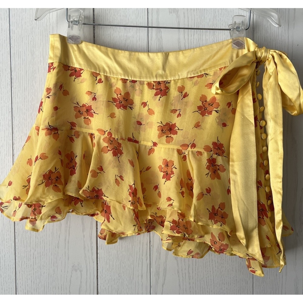 Vintage Abercrombie & Fitch Yellow Floral Mini Skirt